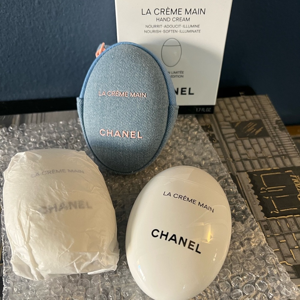 Chanel La Creme Main hand cream (2) & DENIM POUCH ✨limited edition Chanel✨